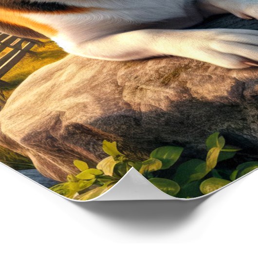 Charmanter Beagle in rustikaler Landschaft Poster (Ecke)