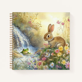 Charmanter Bunny & Frog Watercolor-Platz Notizblock