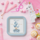 Charmanter Bunny in Blue Boys Babydusche Pappteller (Party)