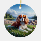 Charmanter Cavalier King Charles Spaniel Erinnerun Keramik Ornament (Vorne)