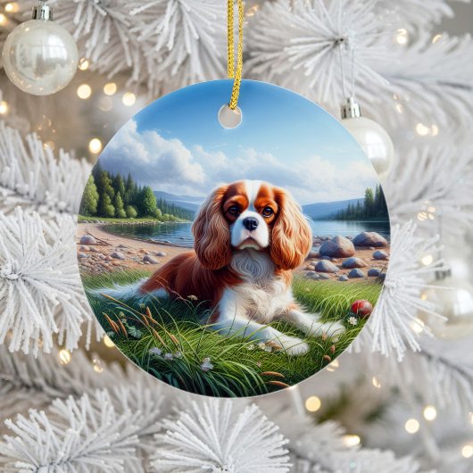 Charmanter Cavalier King Charles Spaniel Erinnerun Keramik Ornament