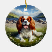 Charmanter Cavalier King Charles Spaniel Erinnerun Keramik Ornament (Vorne)