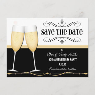 Charmanter Champagner Save the Date Einladung