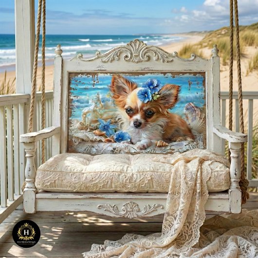 Charmanter Chihuahua Beach Seashell Decoupage Seidenpapier