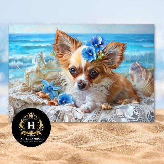 Charmanter Chihuahua Beach Seashell Decoupage Seidenpapier