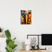 Charmanter Elefant - kubistischer Gelehrter mit Br Poster (Heimbüro)