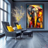 Charmanter Elefant - kubistischer Gelehrter mit Br Poster
