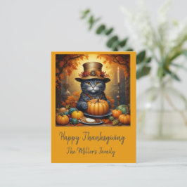 Charmanter festlicher Erntedank Cat in Disguise Feiertagspostkarte