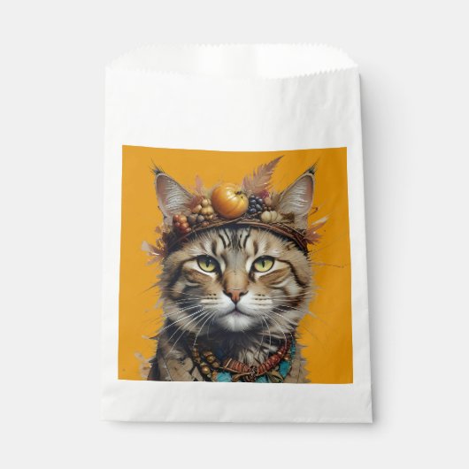 Charmanter festlicher Erntedank Cat in Disguise Geschenktütchen (Vorderseite)