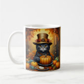 Charmanter festlicher Erntedank Cat in Disguise Kaffeetasse (Links)