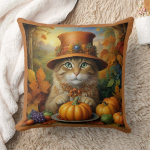 Charmanter festlicher Erntedank Cat in Disguise Kissen