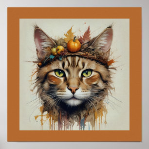 Charmanter festlicher Erntedank Cat in Disguise Poster