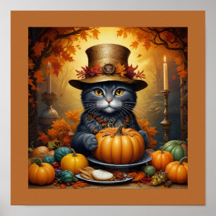 Charmanter festlicher Erntedank Cat in Disguise Poster