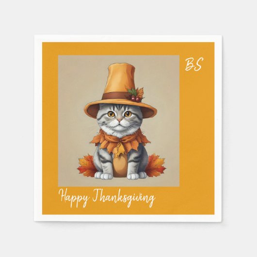 Charmanter festlicher Erntedank Cat in Disguise Serviette (Vorderseite)