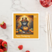 Charmanter festlicher Erntedank Cat in Disguise Serviette (Beispiel)