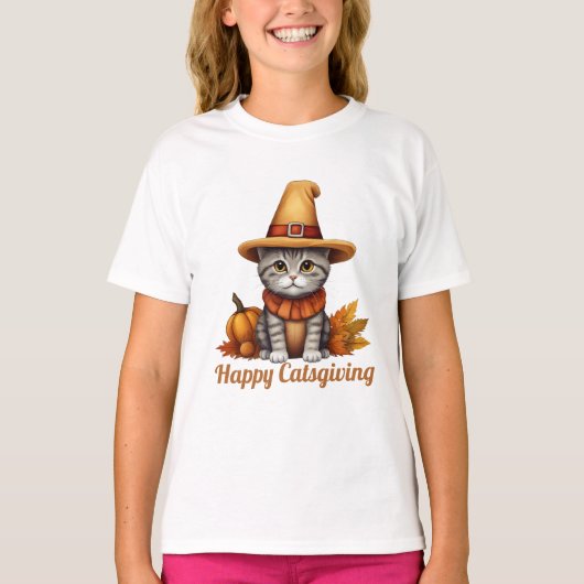 Charmanter festlicher Erntedank Cat in Disguise T-Shirt (Vorderseite)