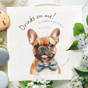 Charmanter Französische Bulldogge Kellner Aquarell Serviette