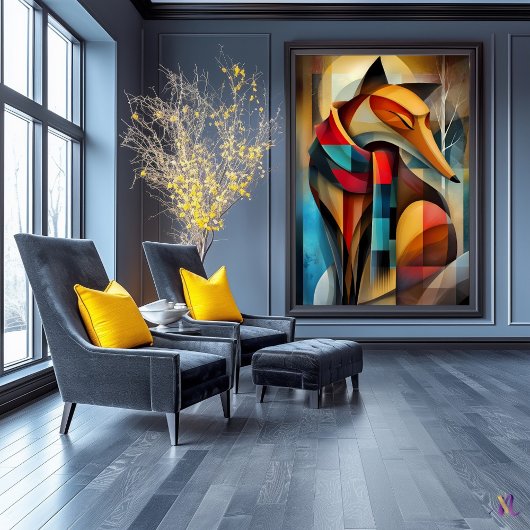 Charmanter Fuchs - kubistische Eleganz im Winter Poster