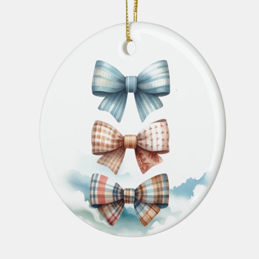 Charmanter Gemusterter Bow Stack Keramik Ornament (Links)