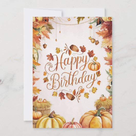 Charmanter, gemütlicher Herbst Frohes Geburtstag Karte (Vorderseite)