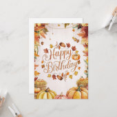 Charmanter, gemütlicher Herbst Frohes Geburtstag Karte (Vorderseite/Rückseite Beispiel)