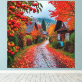 Charmanter Herbstdorfweg Leinwanddruck (Insitu (Holzboden))