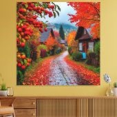 Charmanter Herbstdorfweg Leinwanddruck (Insitu (Wohnzimmer))