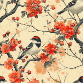 Charmanter Herbsttisch mit Vögeln und Blüten Großer Tischläufer