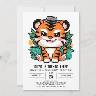 Charmanter Hübscher Tiger Digital Geburtstag Einladung