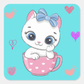 Charmanter Katzenaufkleber: Ideal für Katzen-Liebh Quadratischer Aufkleber (Vorderseite)