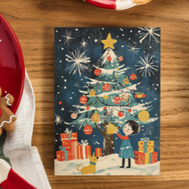 "Charmanter Kinderdekorator Weihnachtsbaumhund Feiertagskarte