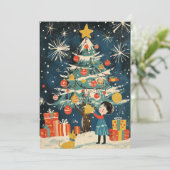 "Charmanter Kinderdekorator Weihnachtsbaumhund Feiertagskarte (Stehend Vorderseite)