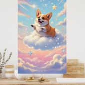 Charmanter Korgi-Hund in den Wolken Poster (Küche)