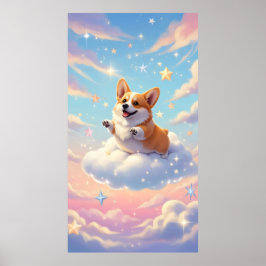 Charmanter Korgi-Hund in den Wolken Poster