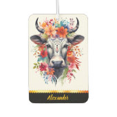 Charmanter Kuhfrischer mit Blume Autolufterfrischer (Vorderseite)