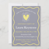 Charmanter Lavender & Lemon Yellow Retro Wavy Einladung (Vorderseite)