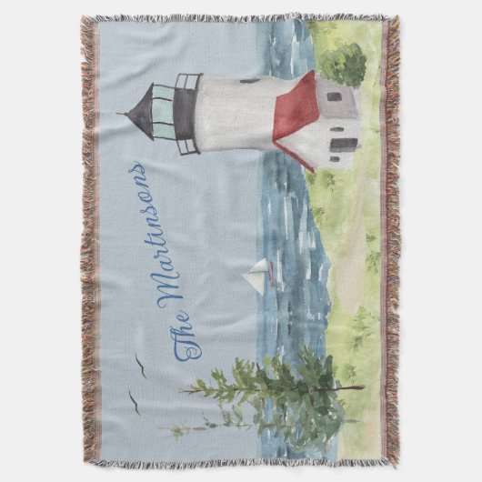 Charmanter Leuchtturm Wasserfarbe Name Küstenlands Decke (Vorderseite Vertikal)