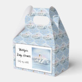 Charmanter Mama Swan mit Babys in Peach Sunset Geschenkschachtel (Vorderseite)