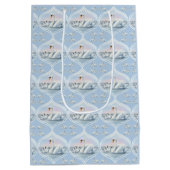 Charmanter Mama Swan mit Babys in Peach Sunset Mittlere Geschenktüte (Rückseite)