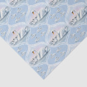 Charmanter Mama Swan mit Babys in Peach Sunset Seidenpapier (Ausschnitt)