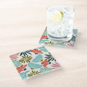 Charmanter moderner, lebendiger, floraler Unterset Glasuntersetzer