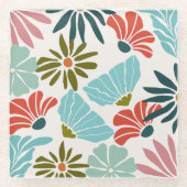 Charmanter moderner, lebendiger, floraler Unterset Glasuntersetzer (Vorderseite)