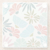 Charmanter moderner, lebendiger, floraler Unterset Glasuntersetzer (Rückseite)