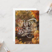 Charmanter Niedlicher Wald Herbst glücklich Geburt Karte (Vorderseite/Rückseite Beispiel)