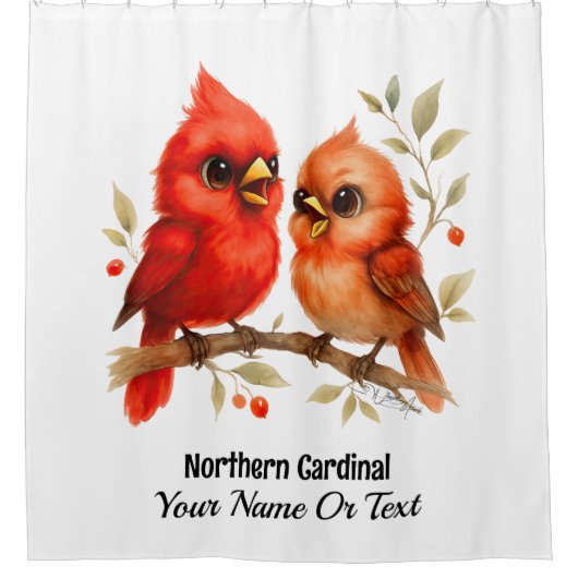 Charmanter nördlicher Kardinal Duschvorhang (Vorderseite)