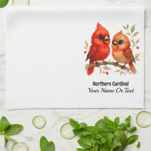 Charmanter nördlicher Kardinal Geschirrtuch (Gefaltet)