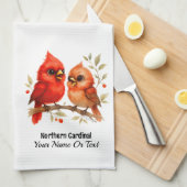 Charmanter nördlicher Kardinal Geschirrtuch (Viertel Falte)