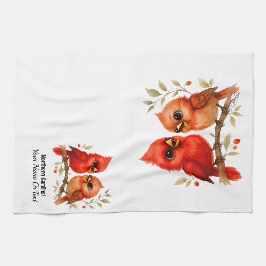 Charmanter nördlicher Kardinal Geschirrtuch (Horizontal)