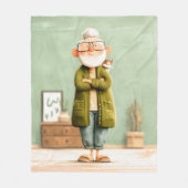 Charmanter Opa und seine Katze Fleecedecke (Vorderseite)