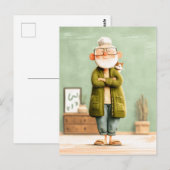 Charmanter Opa und seine Katze Postkarte (Vorne/Hinten)